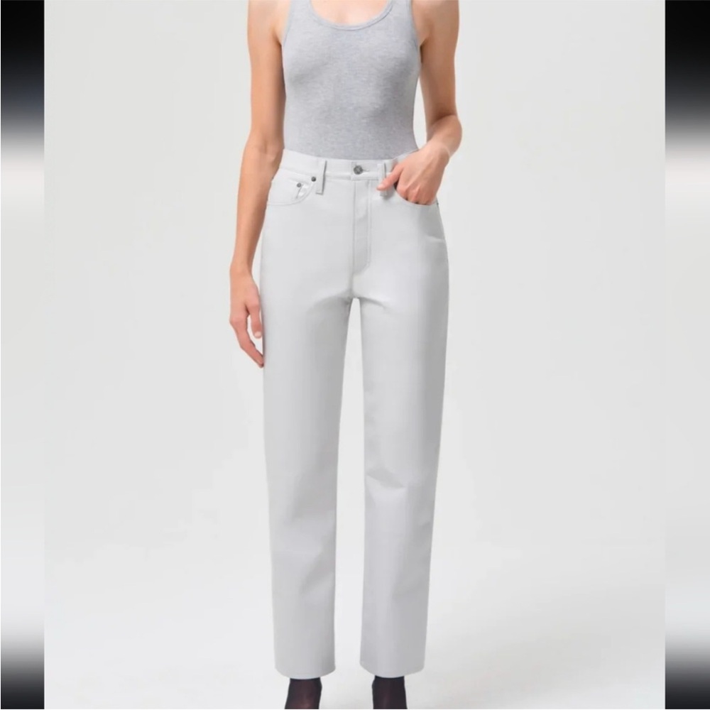 Agolde Leather pants 90's Pinch Waist pants high rise cream white